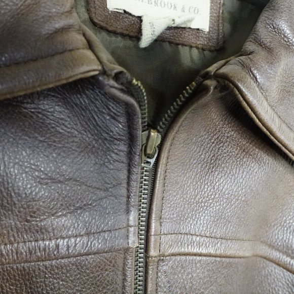 Colebrook Leather Bomber Jacket Brown M - Picture 2 of 11